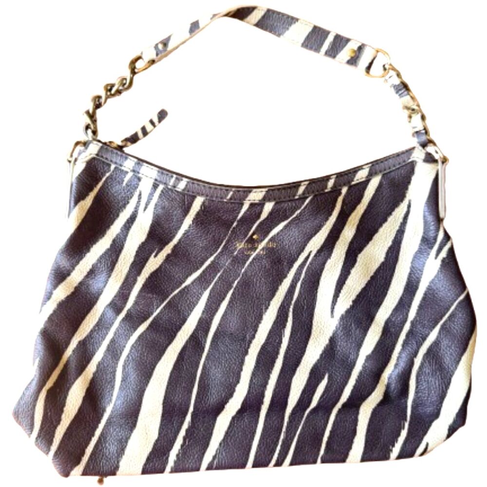 Kate Spade New York Cobble Hill Zebra Print Leather Slouchy Shoulder Bag Purse